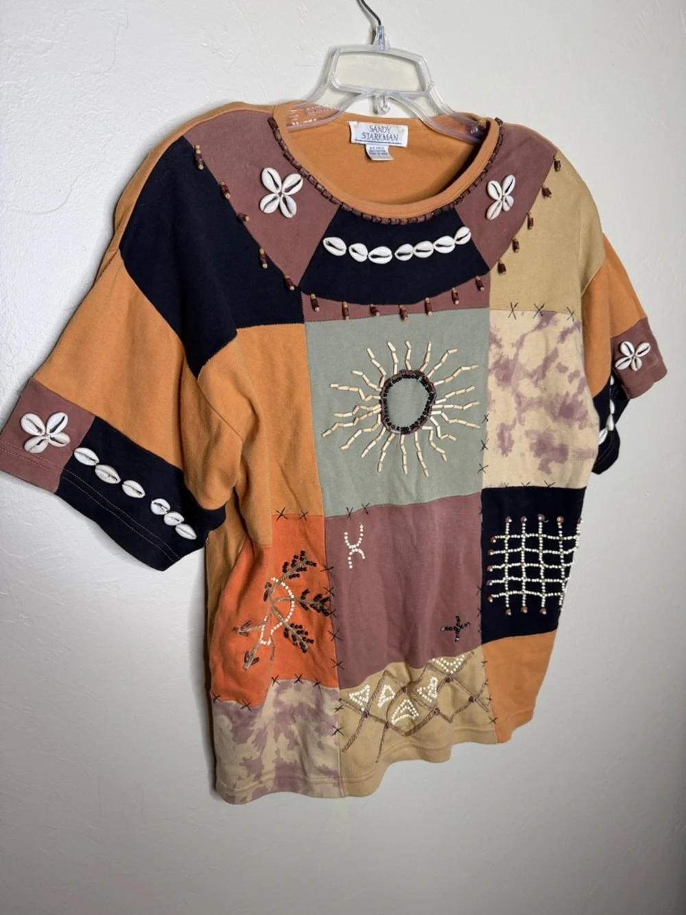 Sandy Starkman Patchwork Embellished Boho Tee - Multicolor - Picture 2 of 7